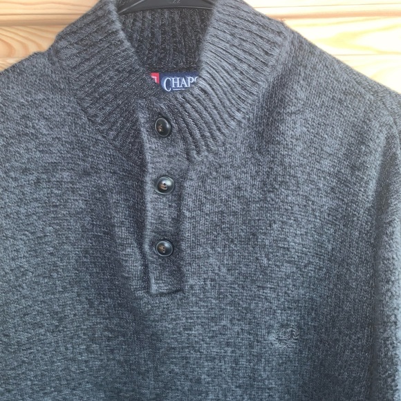 Chaps gray patched sleeve crew pop over sweater size XL - Picture 2 of 4